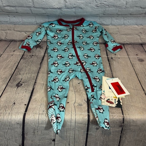 Kickee Pants Bamboo Penguin Pattern Zipper Footie - Picture 1 of 3